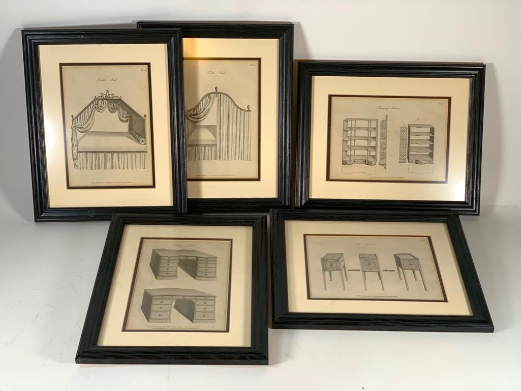 Five Framed Engravings, English Furniture, I and J. (1 of 6)