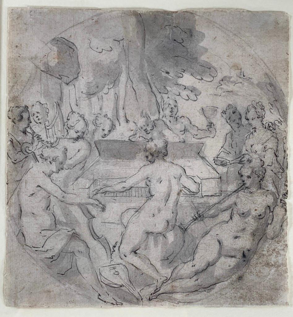 Musical Party, Ink Drawing, German School (1 of 13)