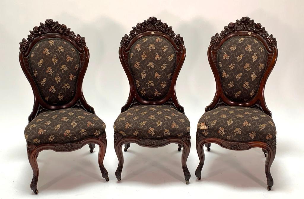 Three John Belter American Rococo Side Chairs (1 of 12)