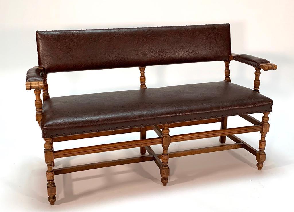 Walnut Upholstered Bench, Modern (1 of 4)