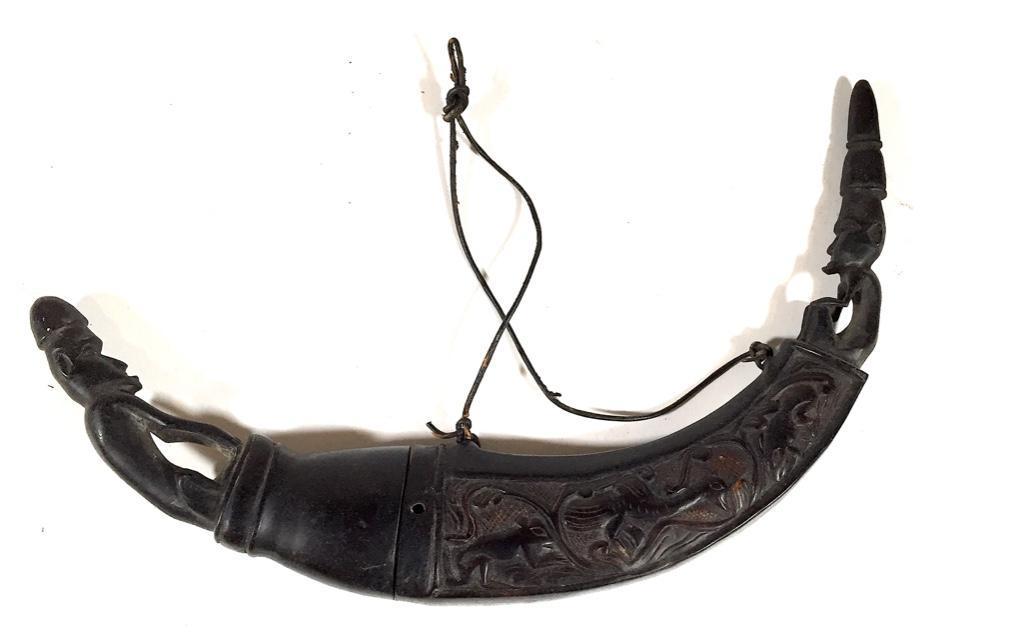 African Carved Powder Horn (1 of 3)