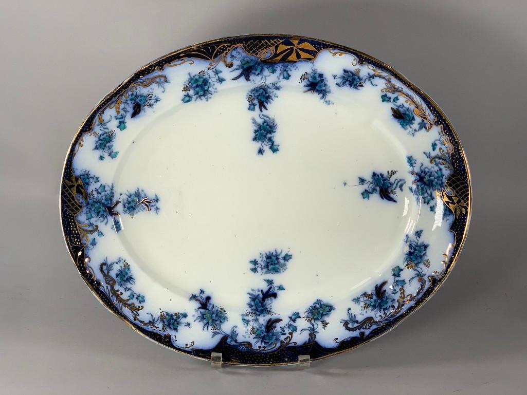 English Blue and White Oval Platter (1 of 7)