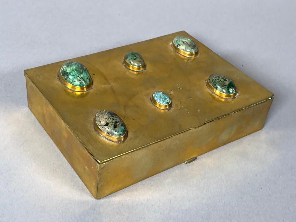 Mexican Brass Box with Inset Stones (1 of 6)