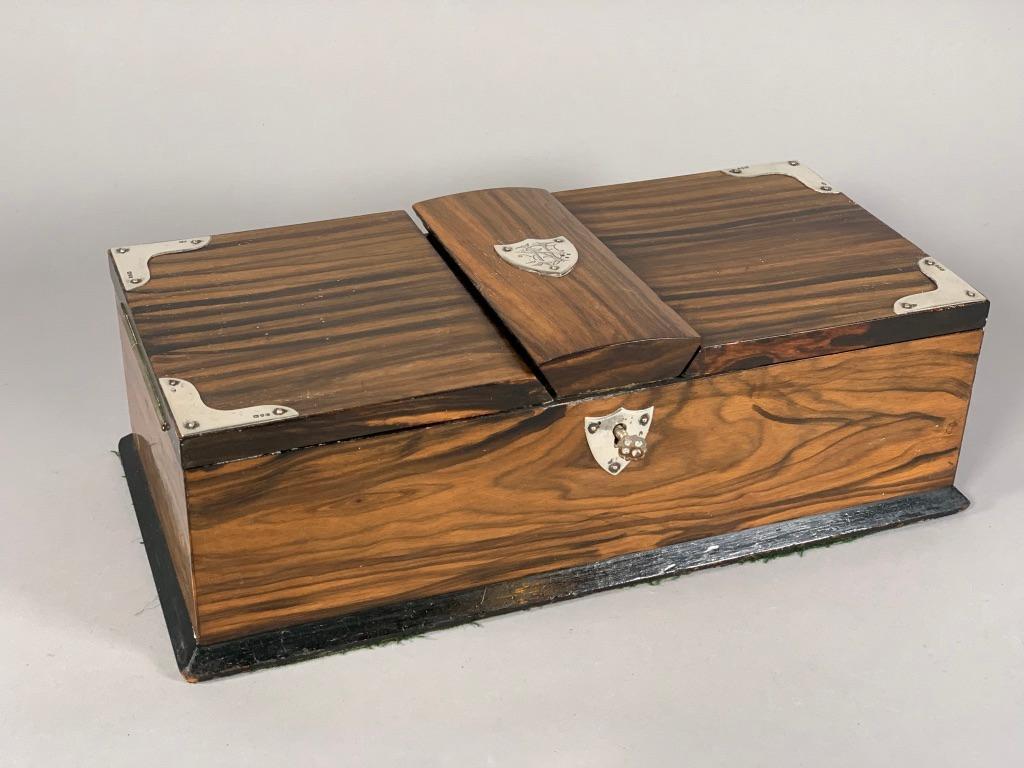 English Rosewood Silver Mounted Letterbox, London, 1898 (1 of 8)