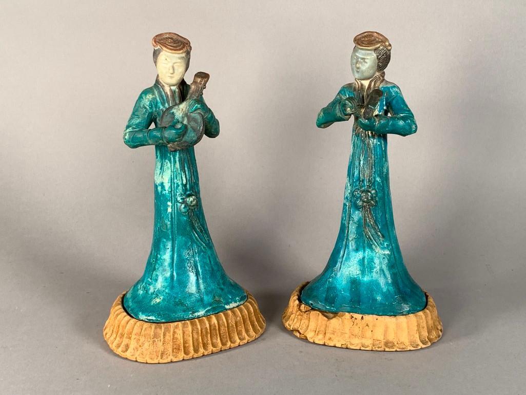 Pair of Chinese Glazed Plaster Figures (1 of 4)