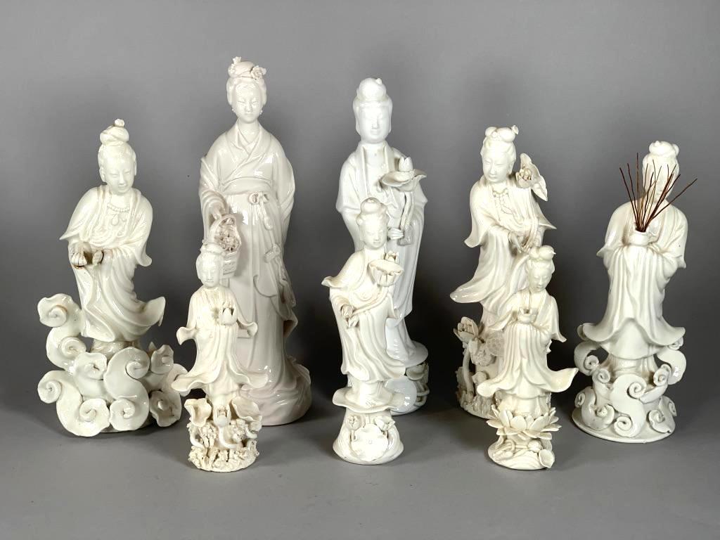 Eight Assorted Chinese Blanc de Chine Guanyin Figures (1 of 7)