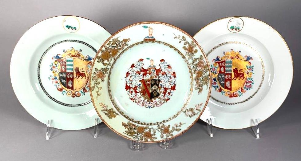 Three Chinese Export Armorial Plates (1 of 9)