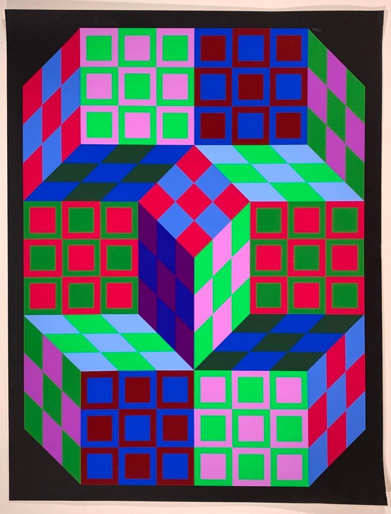 Victor Vasarely (French/Hungarian, 1906-1997): Victor Vasarely (French/Hungarian, 1906-1997) "Garden," c.1981, silkscreen on paper, signed in pencil, lower right, numbered 65/240, lower left, not framed. Dimensions: 36 x 27.75 Condition: Handling 