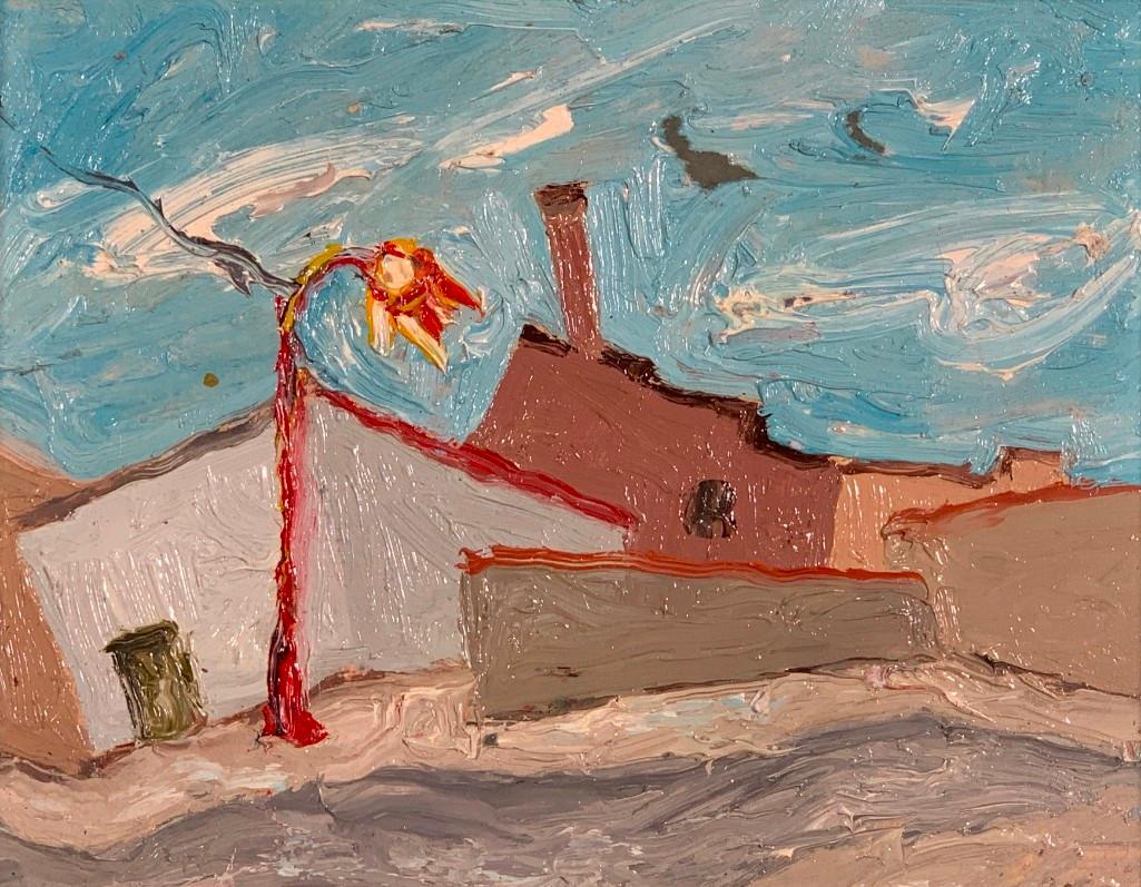 Arnold Sharrad (Ukrainian/American 1946-2015): Arnold Sharrad (Ukrainian/American 1946-2015) "Red Hook, Brooklyn, " 2011, oil on illustration board, signed and dated verso, framed. Dimensions: 5.75 x 7.25 in. board size, 8.25 x 9.75 in. as framed.