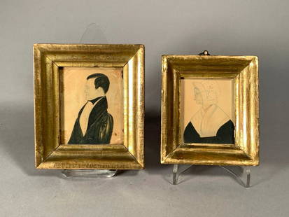 Manner of Justus DaLee, Two Side Portraits: Manner of Justus DaLee (American, New York/Wisconsin, 1793-1878) Two Portrait Miniatures; "Portrait of Mary Rice, Wife of Colonel H.Rice, Aged 76 Years," and "Hercules Rice, Son of Mary Rice, "