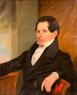 Anthony Lewis De Rose Oil, Portrait of an Elegant: Anthony Lewis De Rose (American 1803-1836) Portrait of an Elegant Young Gentleman, Aged 29, New York, oil on canvas, signed and inscribed verso. Note: This painting is featured on the cover of the