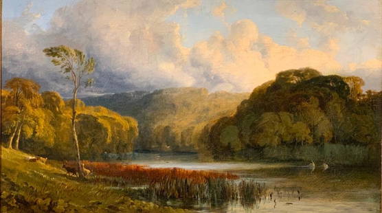 William James Muller Oil, Landscape Near Bristol, c.: William James Muller (British 1812-1845) "Extensive Landscape Near Bristol," c.1828-30, oil on canvas, signed lower left, framed. Provenance: Private Collection, New Hampshire Tregoning Fine Art,