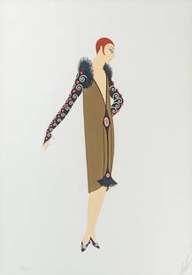 Erte Serigraph, " Manhattan Mary": Erte (Romain de Tirtoff) (Russian/French 1892-1990) " Manhattan Mary II," 1979, serigraph on paper, signed in pencil, lower right, numbered 19/300 lower left, framed. Dimensions: 23 x 16 in. 24.5 x