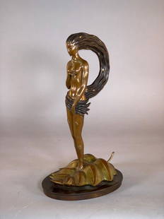 Erte Bronze "Autumn": Erte (Romain de Tritoff) (Russian/French 1892-1990) "Autumn," 1980, patinated bronze, signed Erte, with foundry mark for RKP INT. CORP. numbered 92/250, with artist's monogram. Dimensions: 15.25 x 9 x