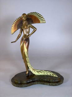 Erte Bronze, "Ibis": Erte (Romain de Tirtoff) (Russian/French 1892-1990) "Ibis," 1980, bronze with patina, signed Erte, with foundry mark for Fine Art Acquisitions, numbered 202/300. Dimensions: 15.5 x 12 x 7 in. 