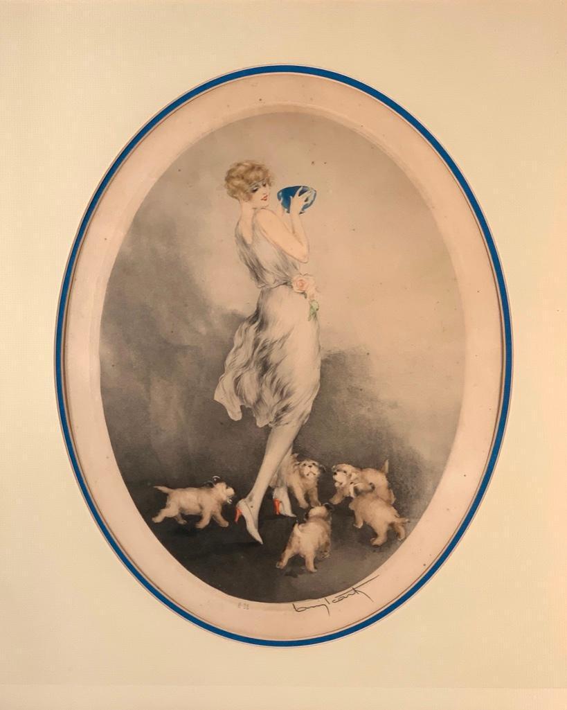 Louis Icart Etching, "Mealtime" (1 of 10)