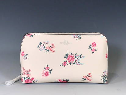 Coach Cross Stitch Cosmetic 22, Chalk/Multi NWT: Coach® Cross Stitch Cosmetic 22cm, Chalk/Multi. Floral Printed Chalk Coated Canvas and Palladium Hardware. Model Number: F27840 Suggested Retail $95.00 Dimensions: 6 x 9 x 3.5 in. Condition: