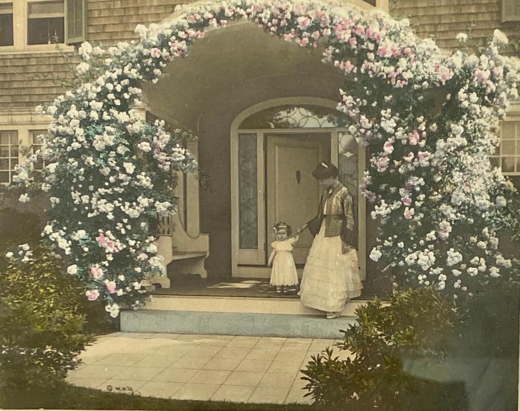 Wallace Nutting, "The Coming Out of Rose": Wallace Nutting (American 18961-1941) "The Coming Out of Rose," hand-colored photograph, signed in ink lower right, titled lower left, framed. Dimensions: 7.5 x 9.5 in. image size 15.75 x 18.75 in. as