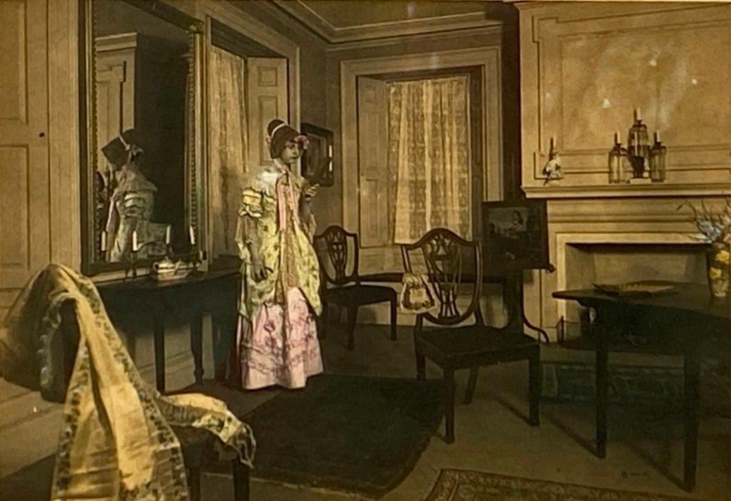 Wallace Nutting, "Very Satisfactory": Wallace Nutting (American 1861-1941) "Very Satisfactory," hand-colored photograph, signed in ink lower right, titled lower left, framed. Dimensions: 5 x 6.5 in. image size 11.75 x 15 in. as framed. Co