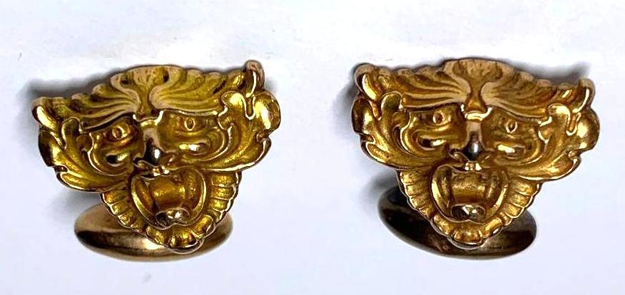 Antique Gold Grotesque Mask Cuff Links (1 of 4)