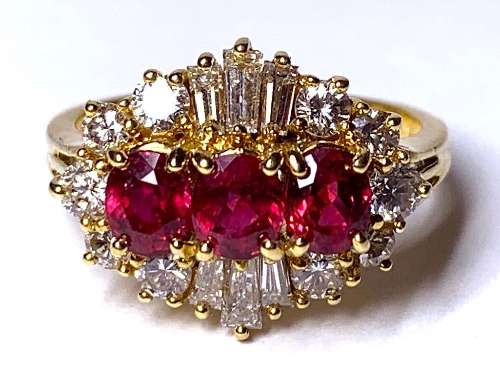 18K Yellow Gold, Diamond and Ruby Ring (1 of 6)