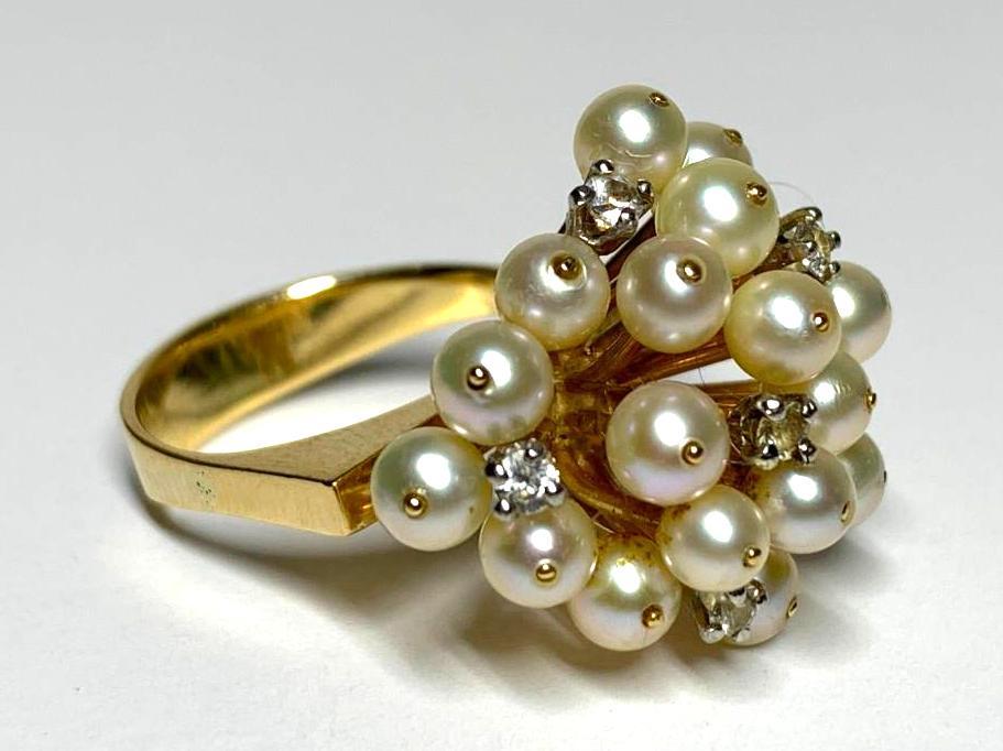 Vintage 14K Yellow Gold, Pearl and Diamond Ring (1 of 6)
