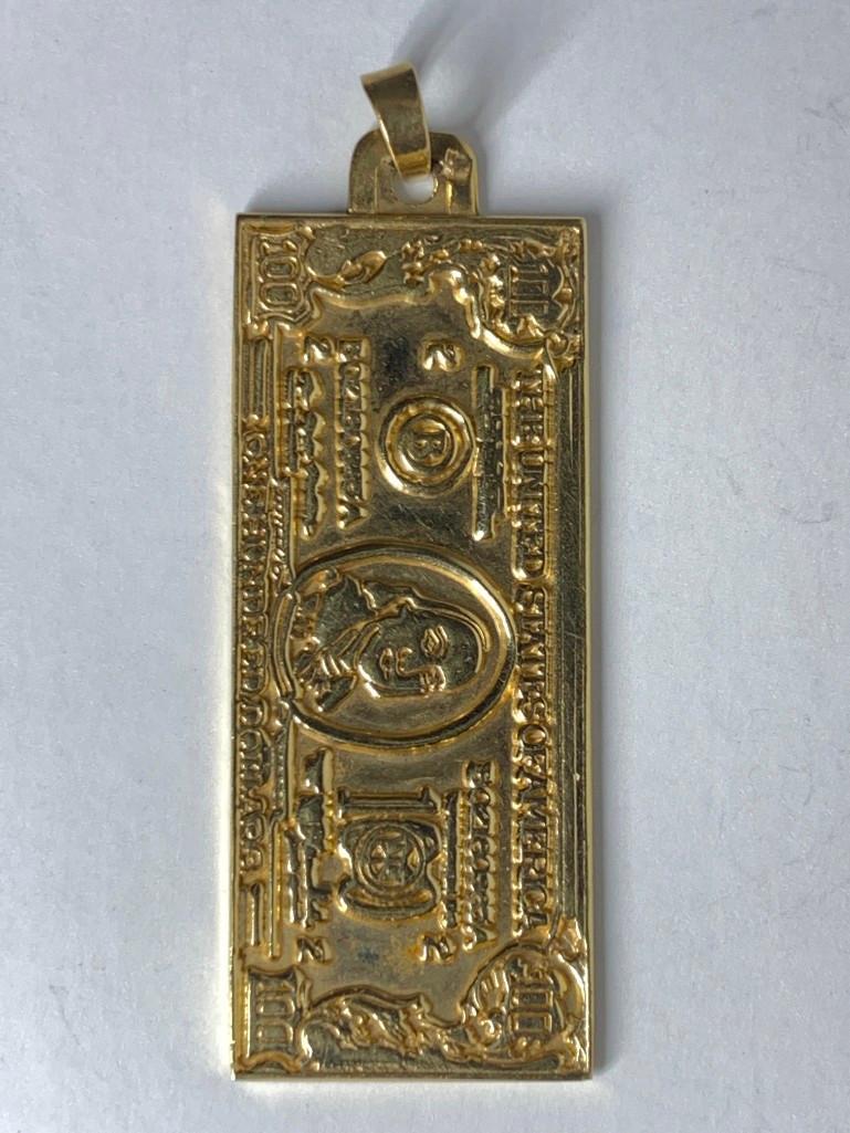 14K Yellow Gold US $100 Bill Pendant (1 of 3)