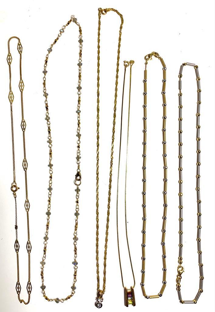 Lot of Six Gold Necklaces (1 of 4)