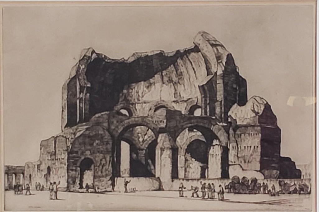 Louis Conrad Rosenberg Drypoint, Temple of Minerva (1 of 7)