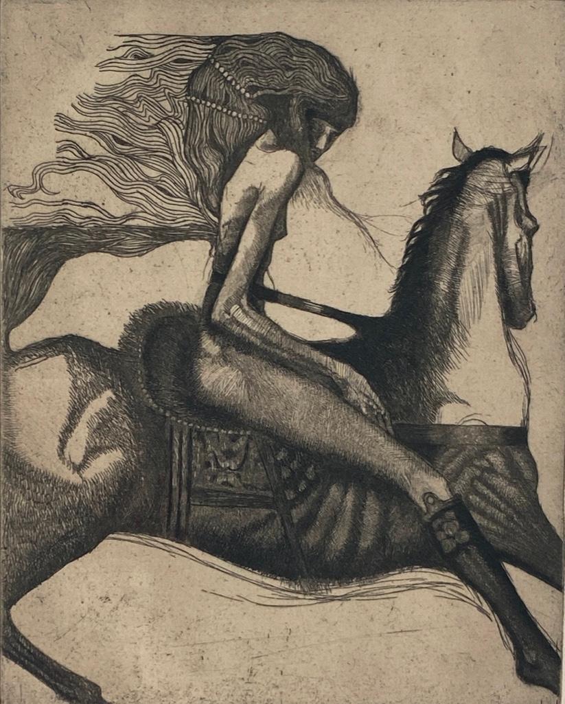 Bill Brauer Etching, 'Equestrian' (1 of 5)