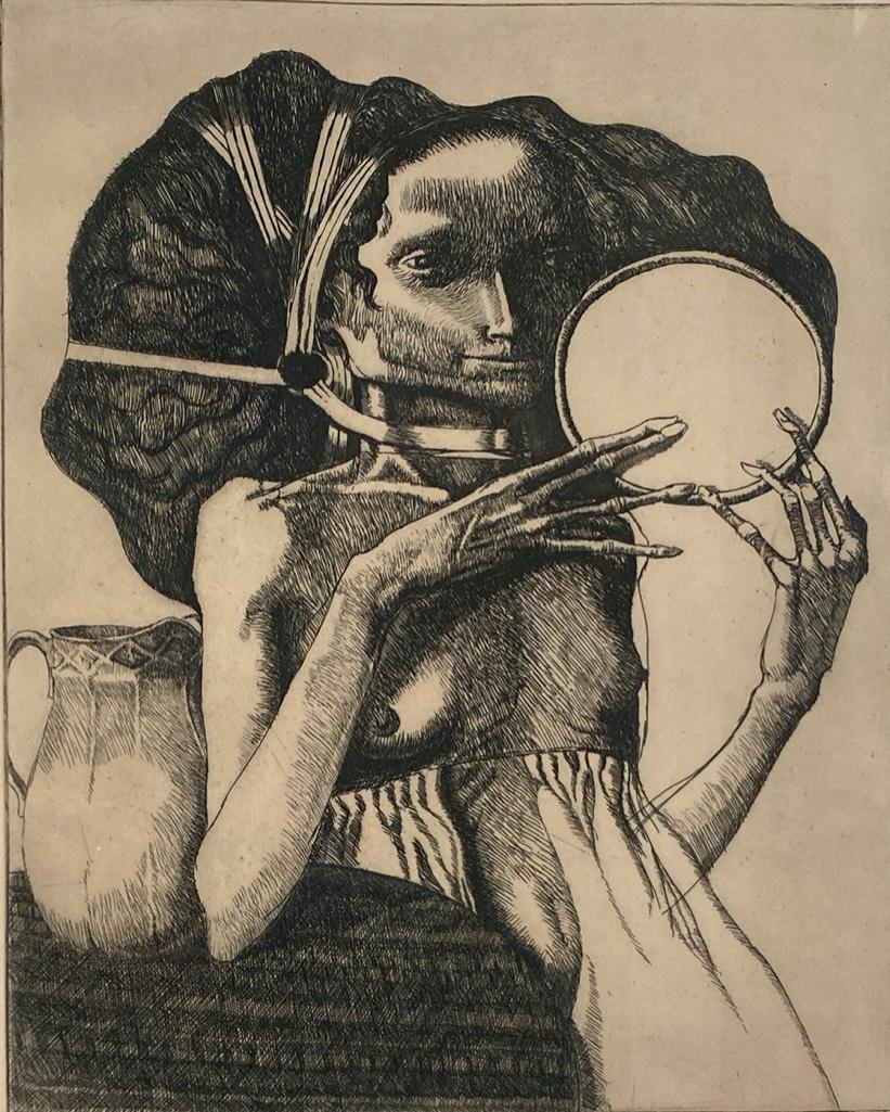 Bill Brauer Etching, 'Mirror' (1 of 5)