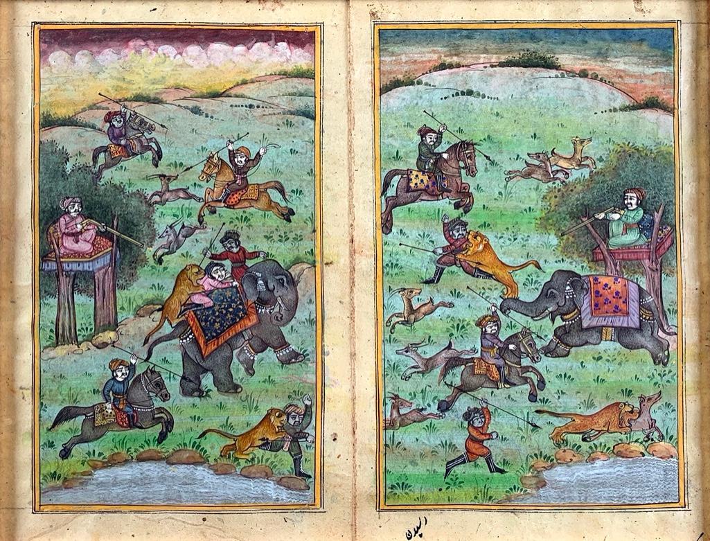 Indo Persian Miniature Painting, Hunting Party (1 of 5)