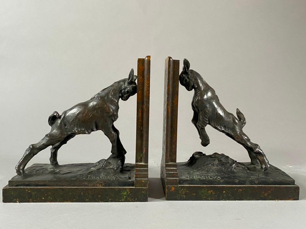 Pair Joao da Silva Bronze Goat Bookends (1 of 6)
