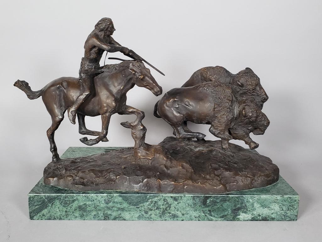 "Buffalo Hunter " Bronze After Charles M. Russell (1 of 7)