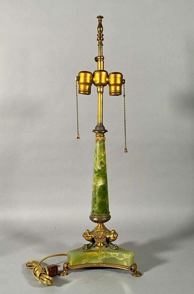 Green Onyx and Bronze Table Lamp (1 of 5)