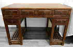Chinese Jumu Wood Desk with Marble (1 of 18)