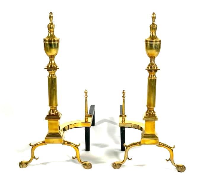 Pair of Rostand Federal Style Brass Andirons (1 of 5)
