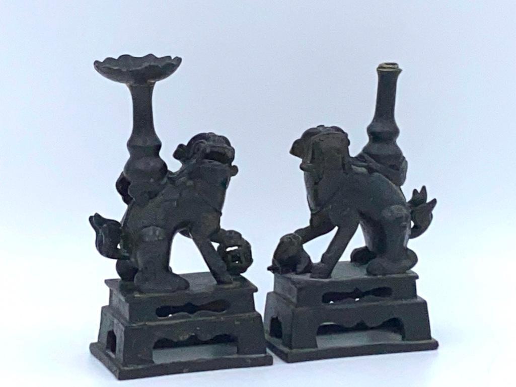 Pair of Chinese Cast Iron Foo Dog Censers (1 of 7)