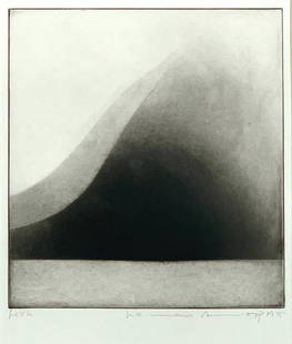 Norman Ackroyd Aquatint, "Loch": Norman Ackroyd (British, b.1938) "Loch," 1975, aquatint on BFK Rives paper, The Print Club of Cleveland Publication no.54 for 1976, signed in pencil, lower right, inscribed,edition of 259, fra