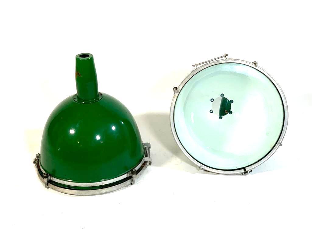 Pair of Goodrich Mfg. Green Enameled Dome Light (1 of 9)
