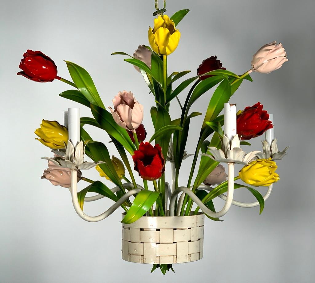 Tole Peinte Tulip Chandelier (1 of 6)
