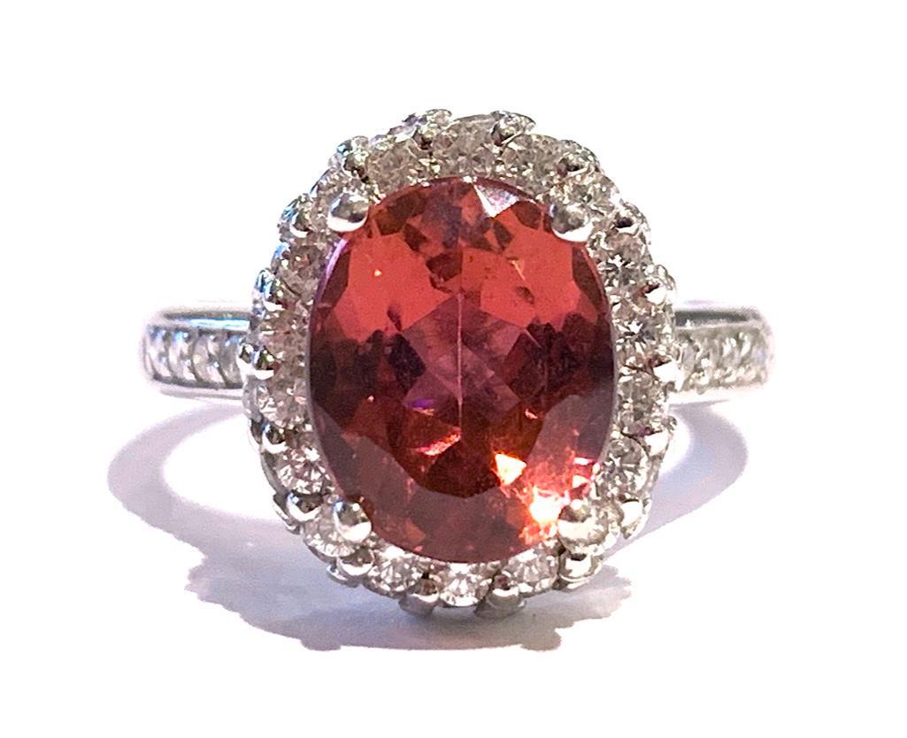 Oval 2.87 Carat Pink Tourmaline & Diamond Ring (1 of 11)