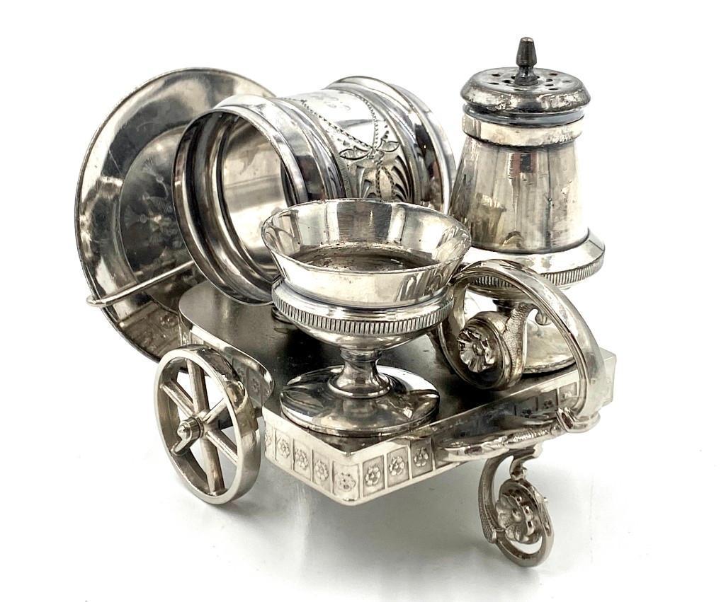 Victorian Silver Plate Condiment Trolley and Napkin (1 of 12)