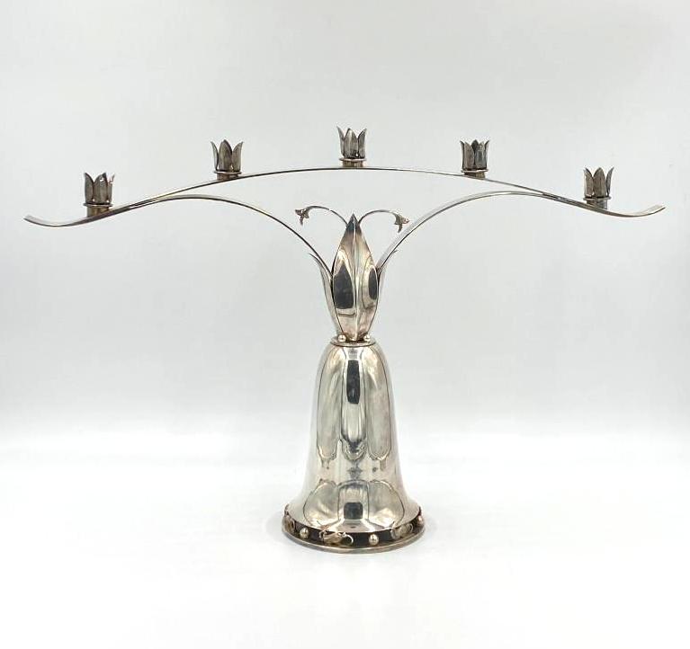Large Modern Silver Plated Five Light Candelabra (1 of 8)