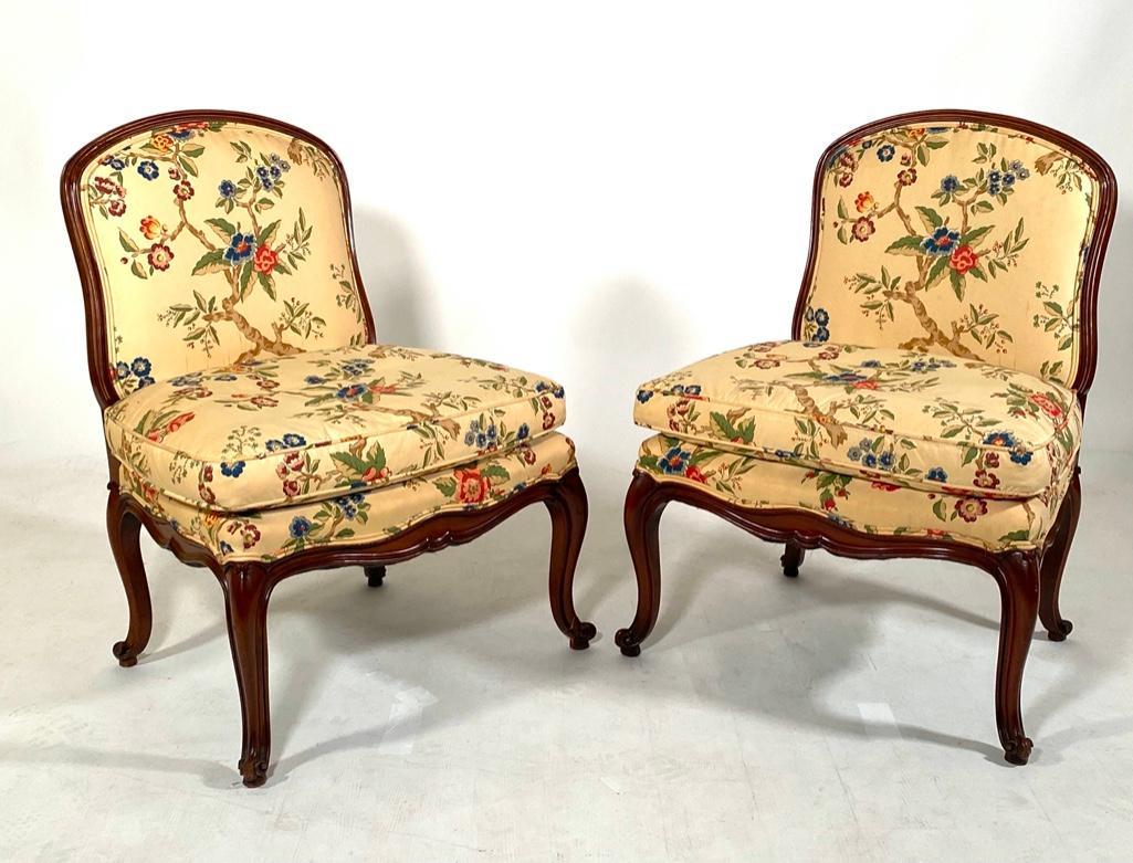 Pair of Louis XV Style Slipper Chairs (1 of 8)