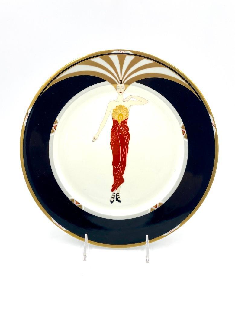Erte Porcelain Plate, Le Soleil, Ebony: Erte Porcelain Plate, Le Soleil, Ebony, stamped Erte and Bone China, Made in Japan. Dimensions: 12 in. dia. Condition: Very good with no damage or restoration.