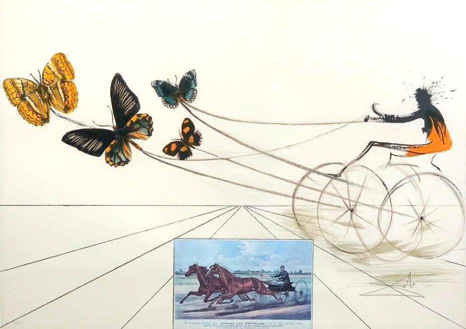 Salvador Dali Lithograph, Currier and Ives Trotting (1 of 5)