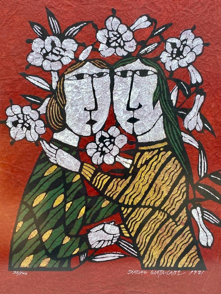 Sadao Watanabe Stencil Print, Mary and Elizabeth (1 of 8)