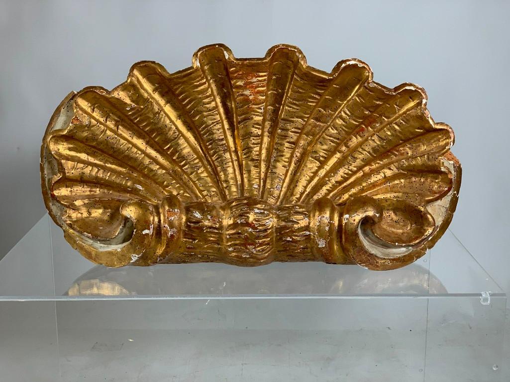 Large Carved and Gilded Scallop Shell Ornament, 19thc. (1 of 7)