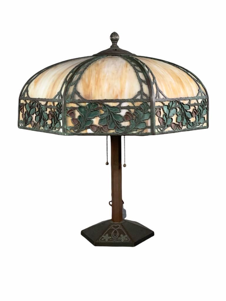 Handel Overlay Slag Glass Lamp (1 of 9)